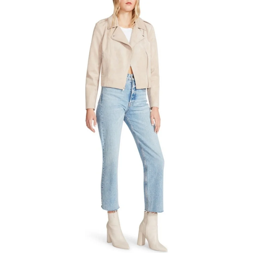 Faux Suede Moto Bone Color Womens Jacket BB Dakota by Steve Madden NEW! - Picture 4 of 5